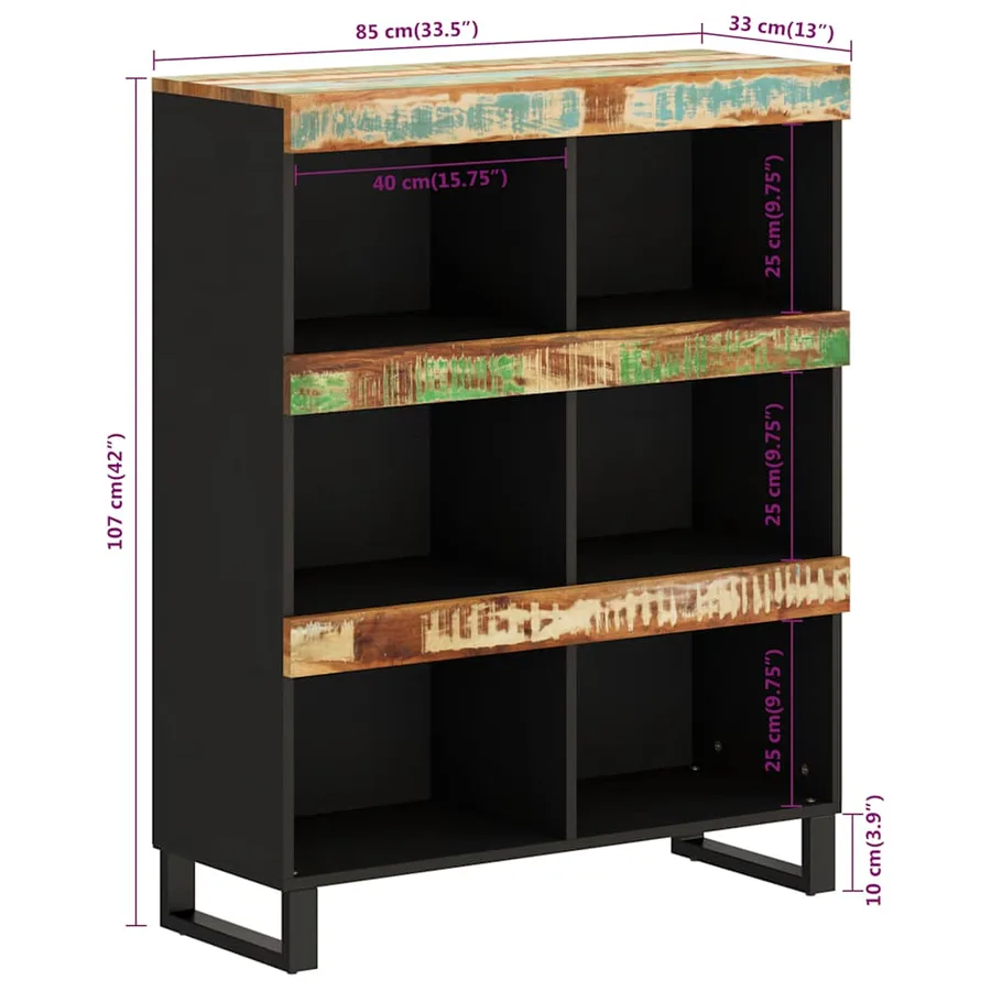 Armoire latérale 85x33x107 cm bois massif de récupération - 8