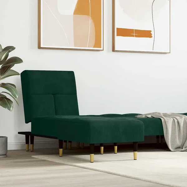 Chaise longue vert foncé velours