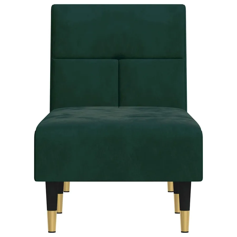 Chaise longue vert foncé velours - 4