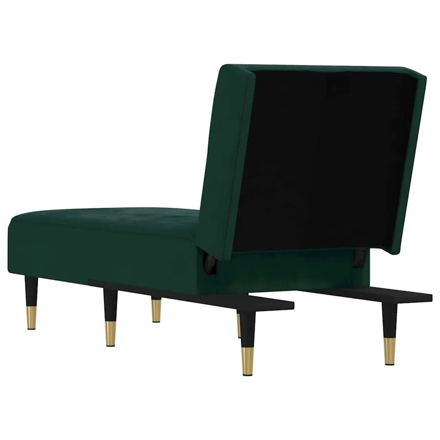 Chaise longue vert foncé velours - 5