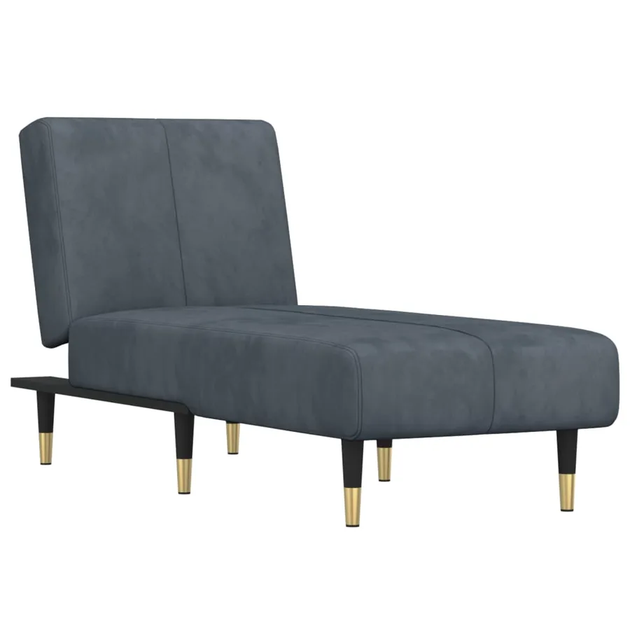 Chaise longue gris foncé velours - 2