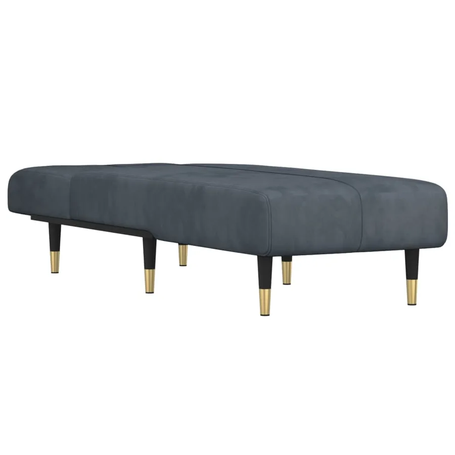 Chaise longue gris foncé velours - 3
