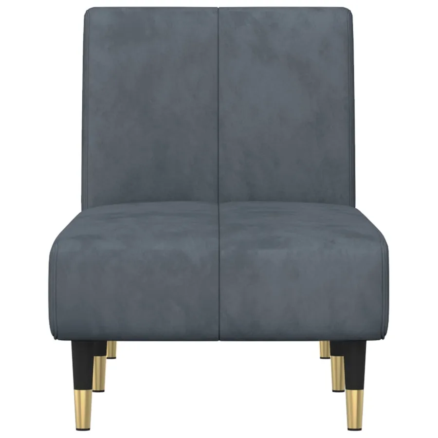 Chaise longue gris foncé velours - 4