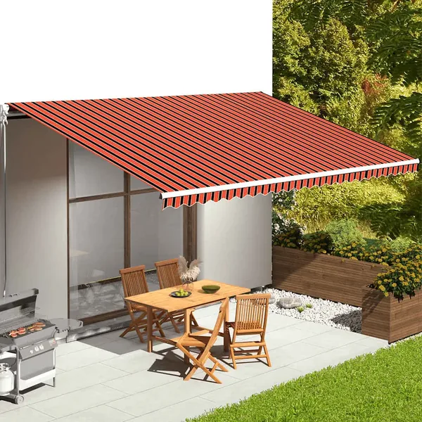 Tissu de remplacement pour auvent orange et marron 6x3,5 m polyester