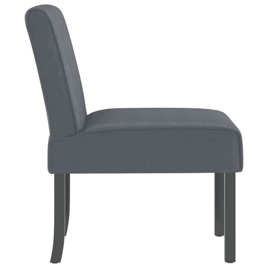 Fauteuil sans accoudoirs gris foncé velours - 4