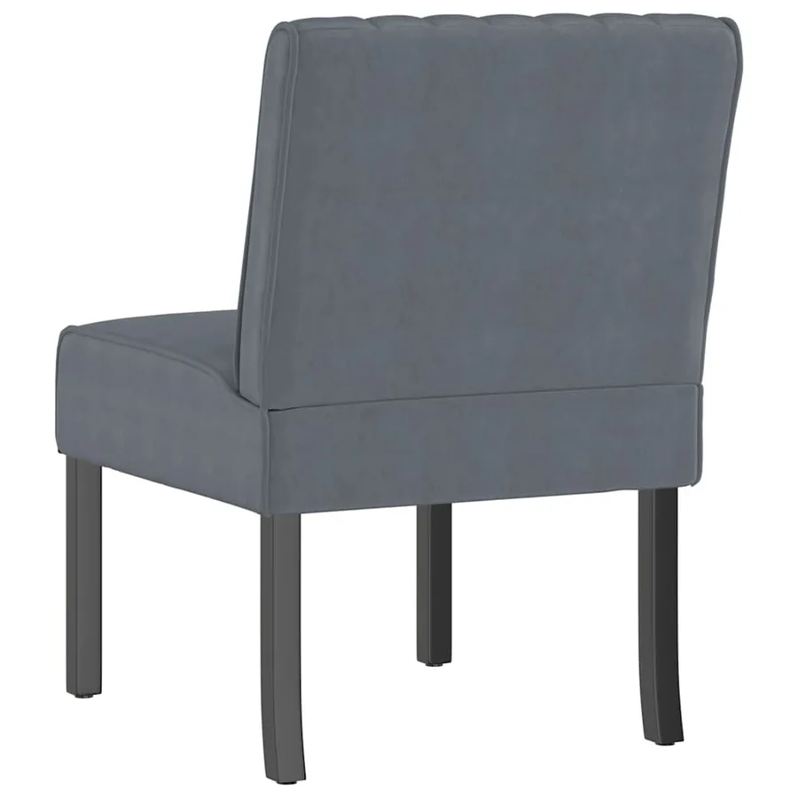Fauteuil sans accoudoirs gris foncé velours - 5