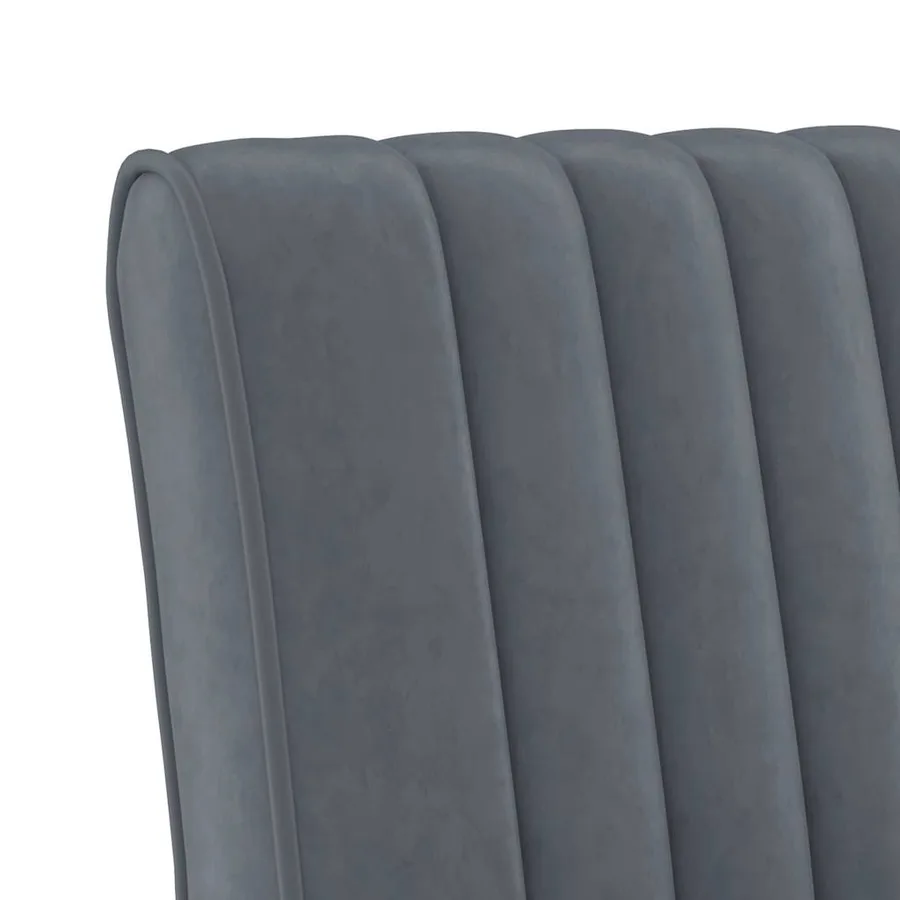 Fauteuil sans accoudoirs gris foncé velours - 6