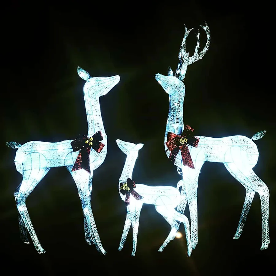 Décoration de Noël famille de rennes Blanc et argenté 201 LED - 4