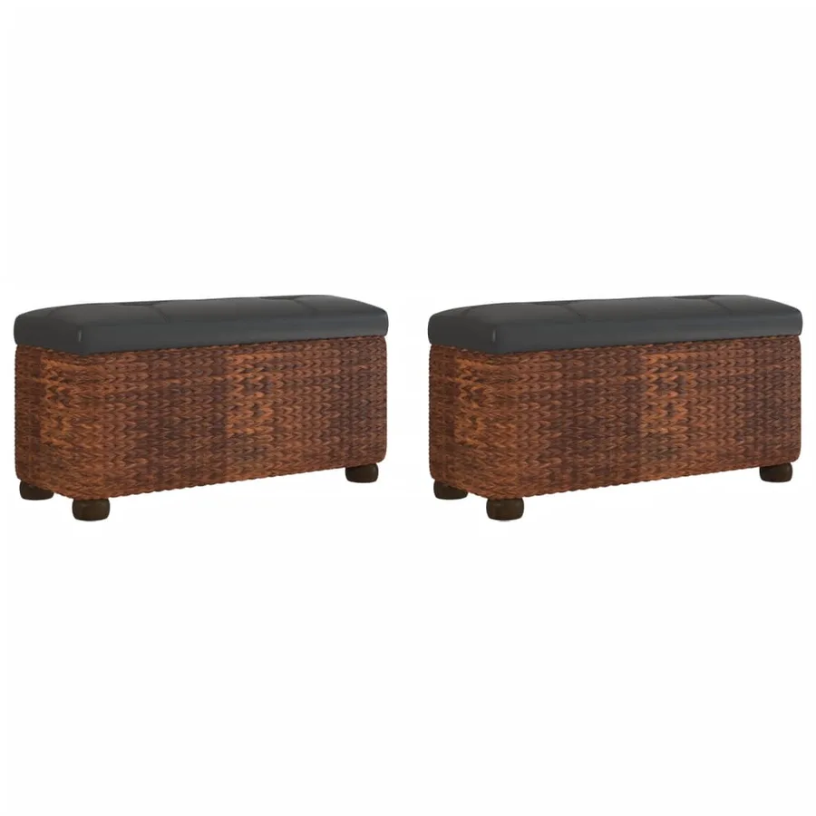Bancs de rangement lot de 2 et coussin marron 69 cm quenouille - 2