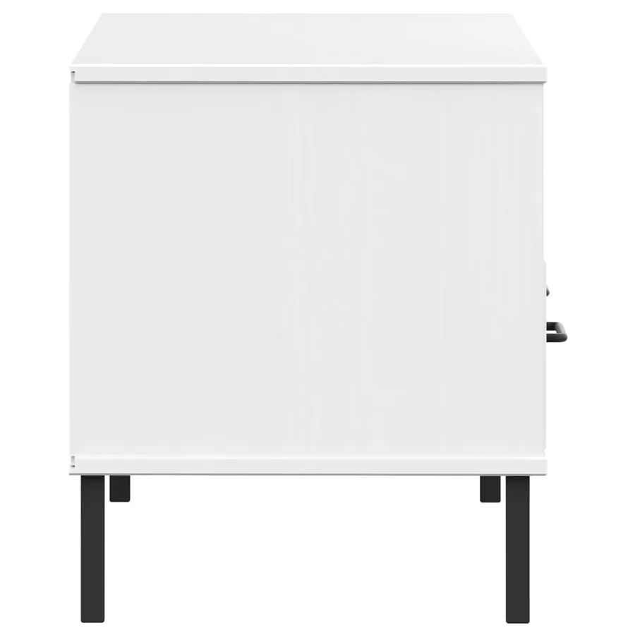 Meuble TV avec pieds en métal Blanc Bois de pin massif OSLO - 6