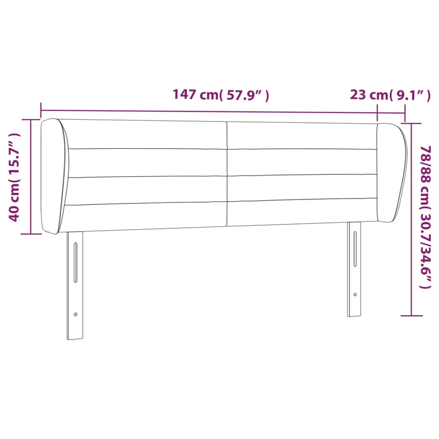 Tête de lit avec oreilles Rose 147x23x78/88 cm Velours - 9