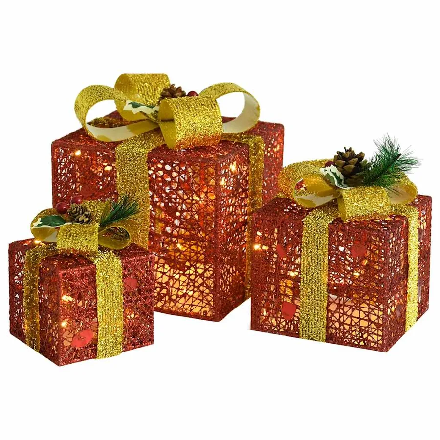 Boîtes-cadeaux de Noël décoratives 3 pcs Extérieur Intérieur - 2
