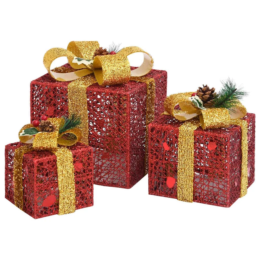 Boîtes-cadeaux de Noël décoratives 3 pcs Extérieur Intérieur - 4