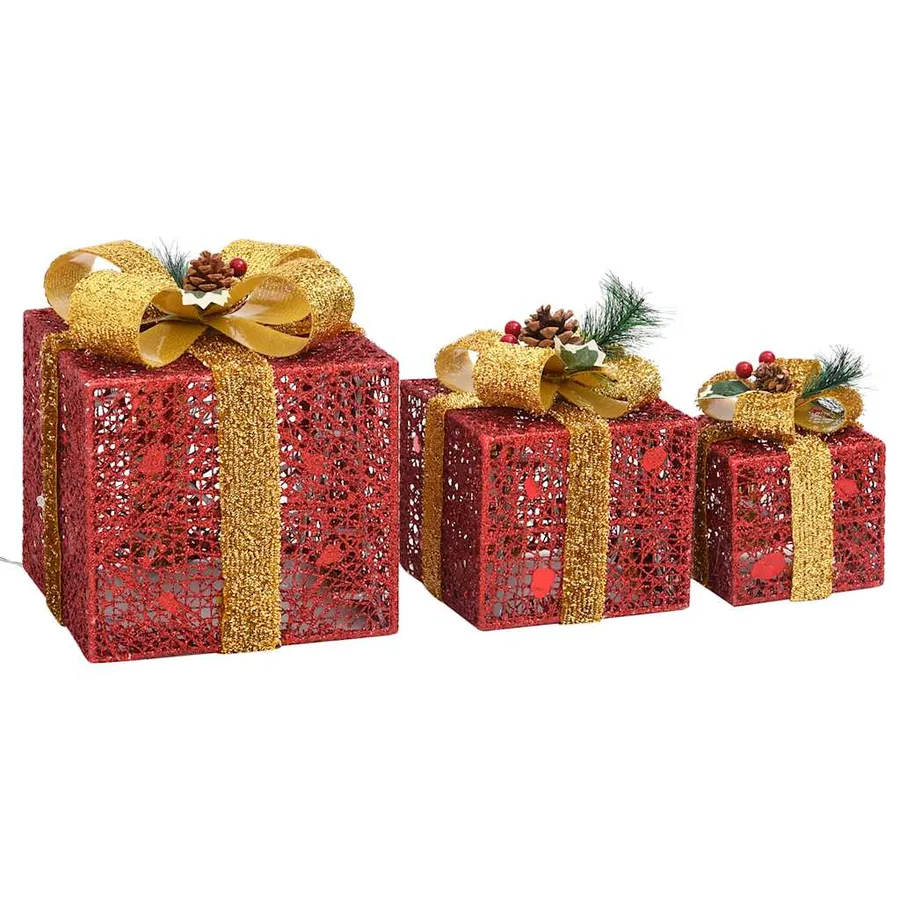 Boîtes-cadeaux de Noël décoratives 3 pcs Extérieur Intérieur - 5