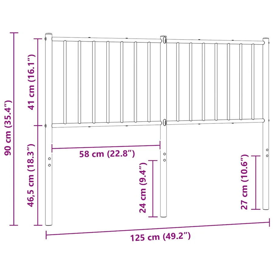 Tête de lit de remplacement métal noir 120 cm - 7