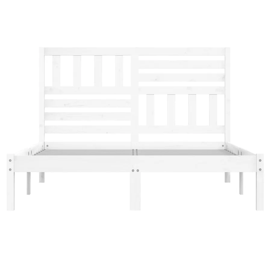 Cadre de lit sans matelas blanc bois de pin massif 140x190 cm - 4