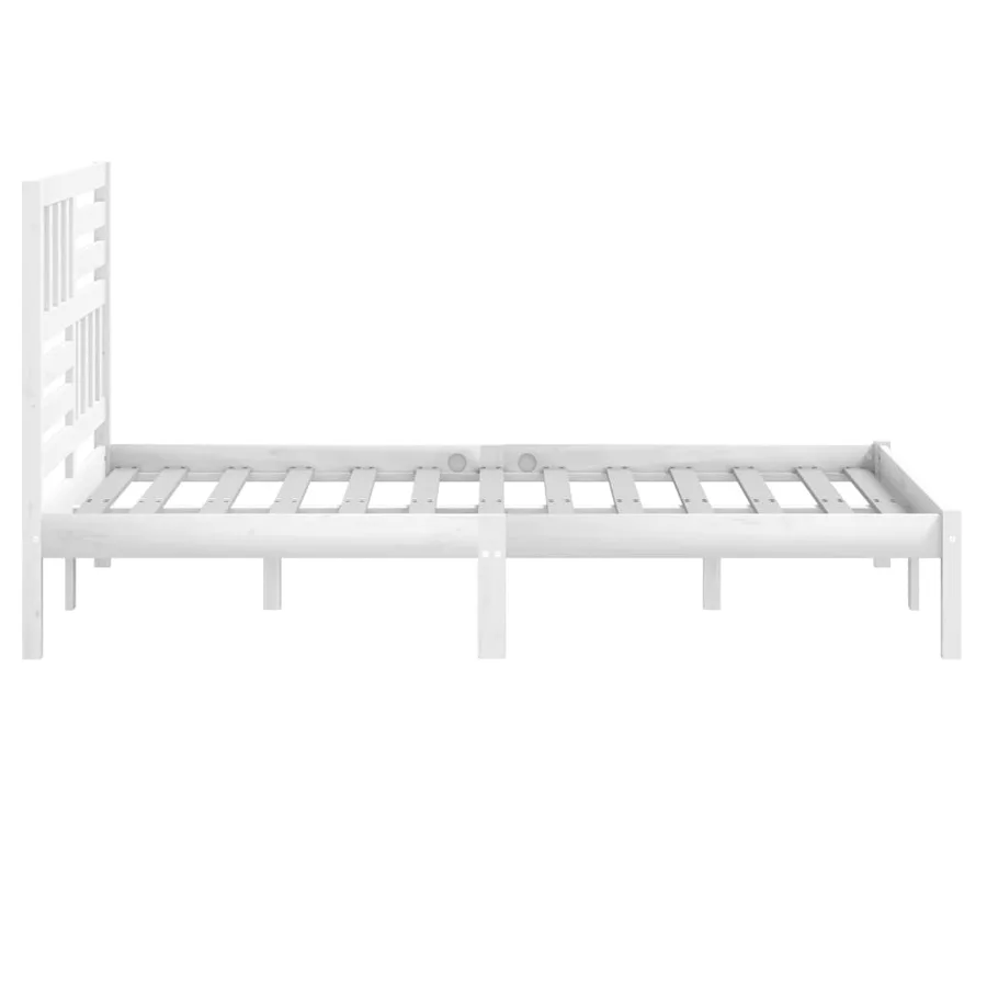 Cadre de lit sans matelas blanc bois de pin massif 140x190 cm - 5