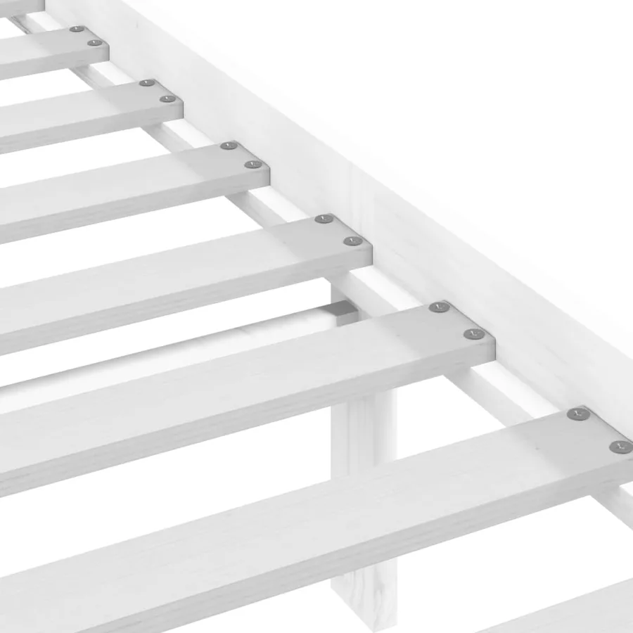 Cadre de lit sans matelas blanc bois de pin massif 140x190 cm - 6