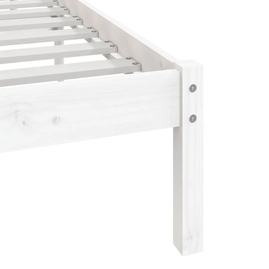 Cadre de lit sans matelas blanc bois de pin massif 140x190 cm - 7
