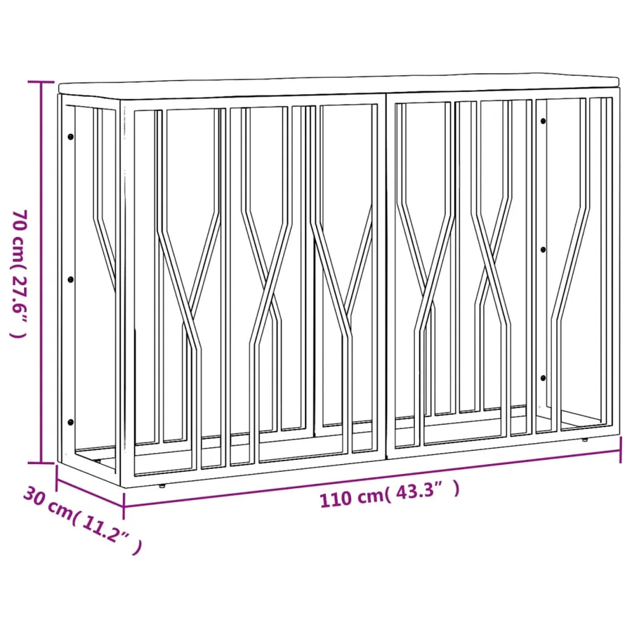 Table console acier inoxydable et bois massif de récupération - 6
