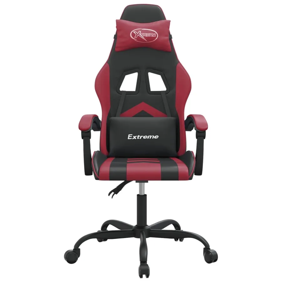 Chaise de jeu pivotante Noir et rouge bordeaux Similicuir - 3
