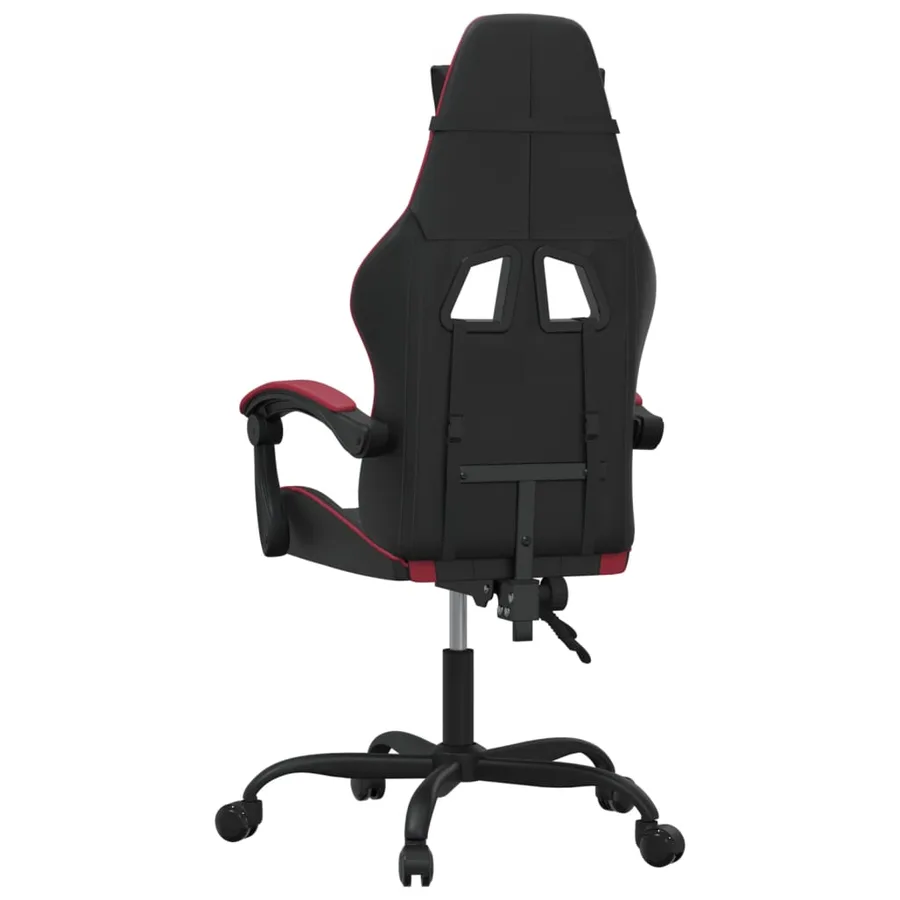 Chaise de jeu pivotante Noir et rouge bordeaux Similicuir - 5