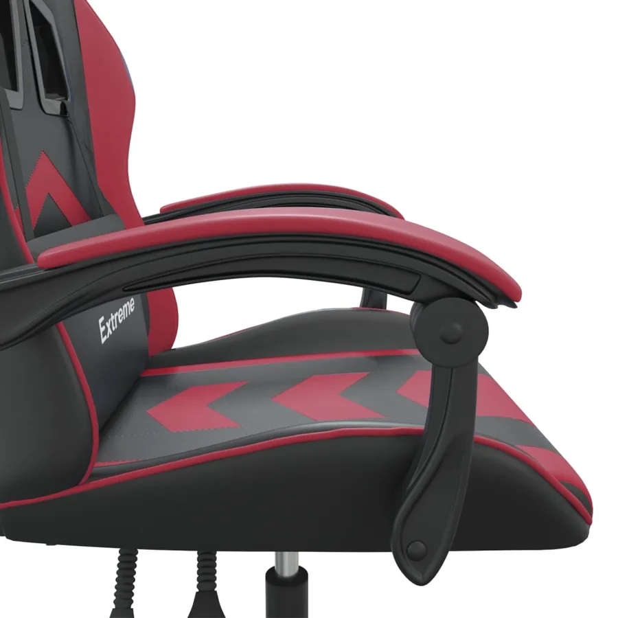 Chaise de jeu pivotante Noir et rouge bordeaux Similicuir - 7