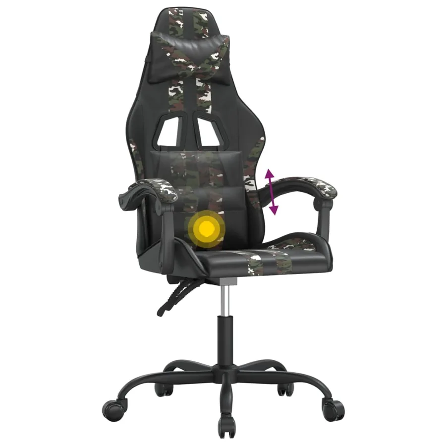 Chaise de jeu pivotante Noir et camouflage Similicuir - 11