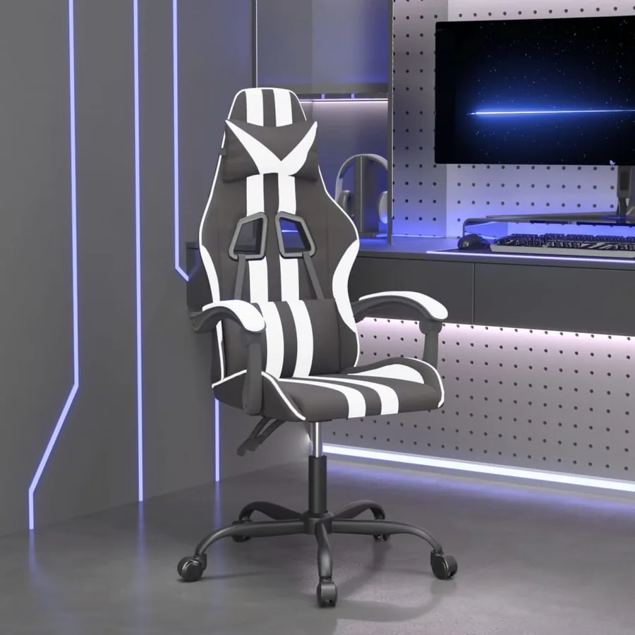 Chaise de jeu pivotante Noir et blanc Similicuir