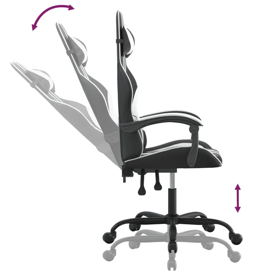 Chaise de jeu pivotante Noir et blanc Similicuir - 10