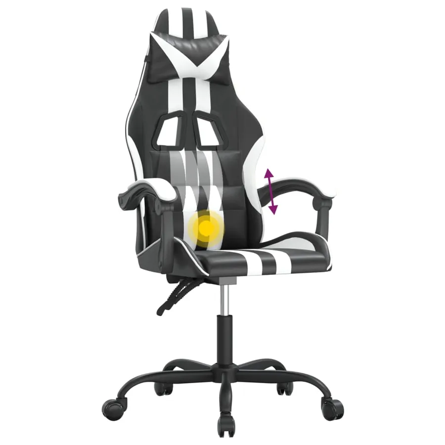 Chaise de jeu pivotante Noir et blanc Similicuir - 11