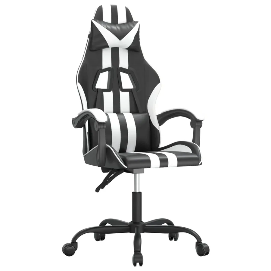 Chaise de jeu pivotante Noir et blanc Similicuir - 2
