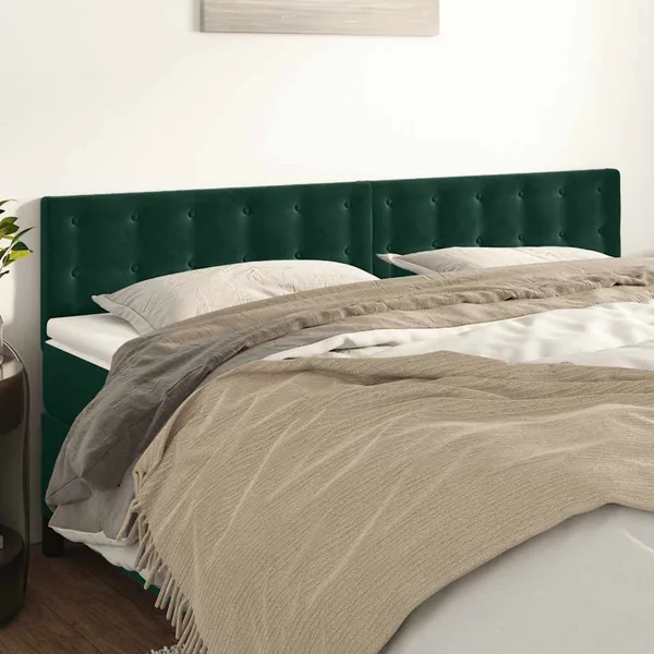 Têtes de lit Vert foncé 200x5x78/88 cm Velours