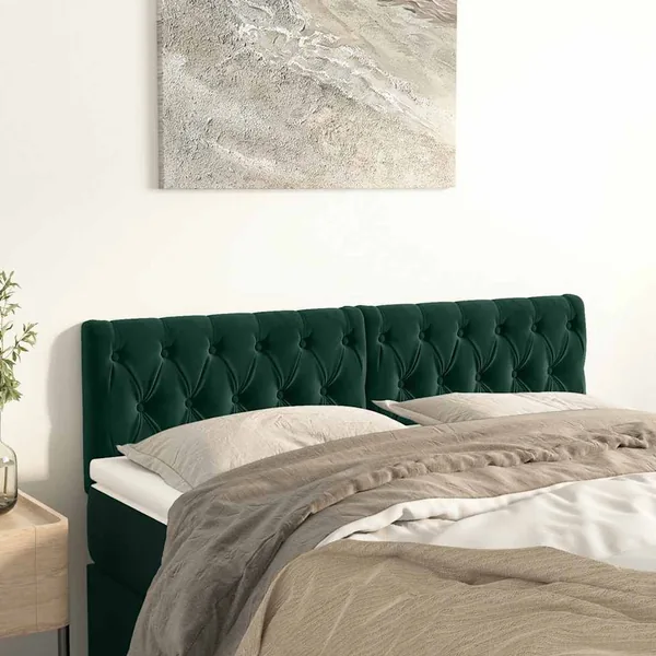 Têtes de lit Vert foncé 144x7x78/88 cm Velours