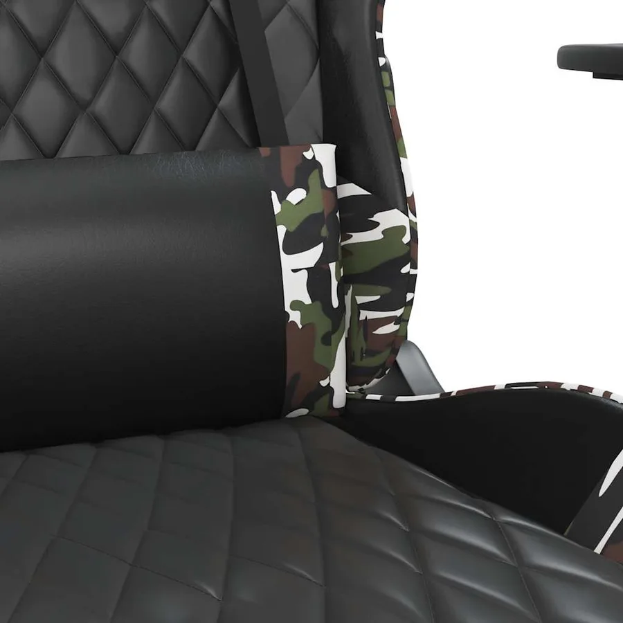 Chaise de jeu de massage repose-pied Noir&Camouflage Similicuir - 10