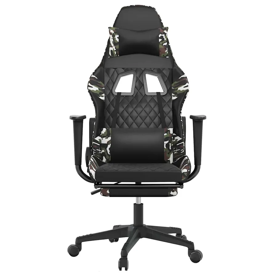 Chaise de jeu de massage repose-pied Noir&Camouflage Similicuir - 4