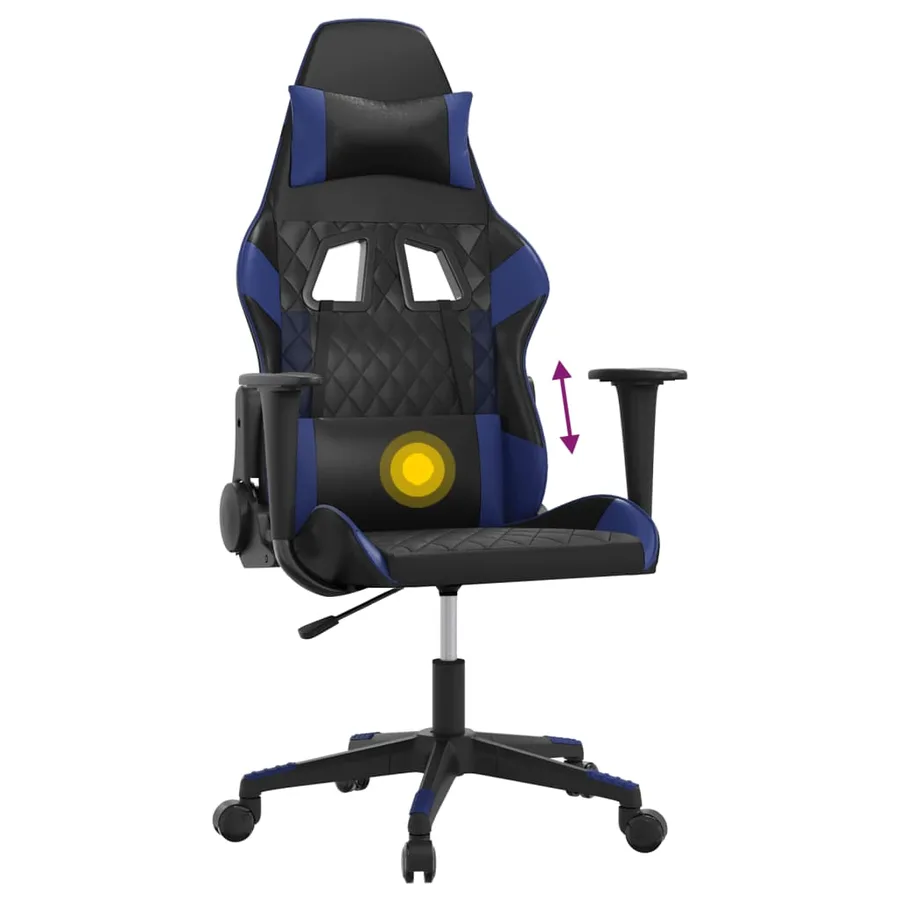 Chaise de jeu de massage Noir et bleu Similicuir - 7