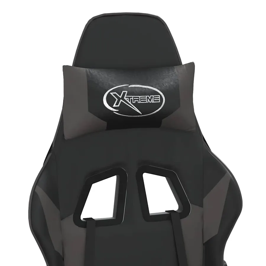 Chaise de jeu de massage et repose-pied Noir et gris Similicuir - 10