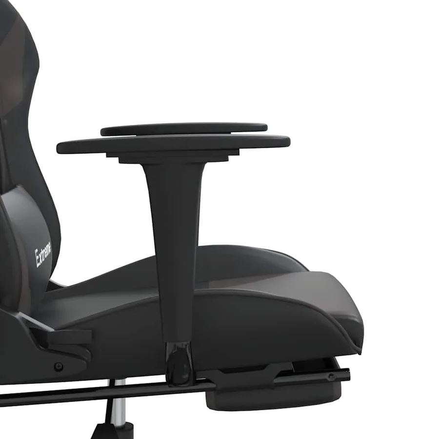 Chaise de jeu de massage et repose-pied Noir et gris Similicuir - 11