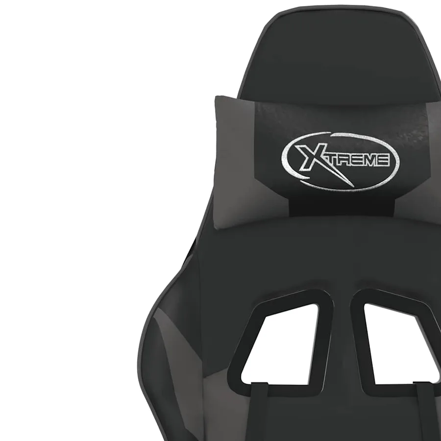 Chaise de jeu de massage et repose-pied Noir et gris Similicuir - 12