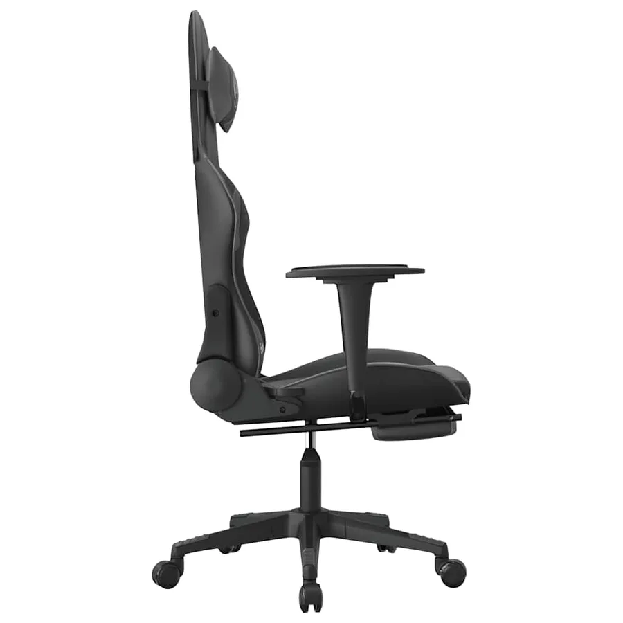 Chaise de jeu de massage et repose-pied Noir et gris Similicuir - 5