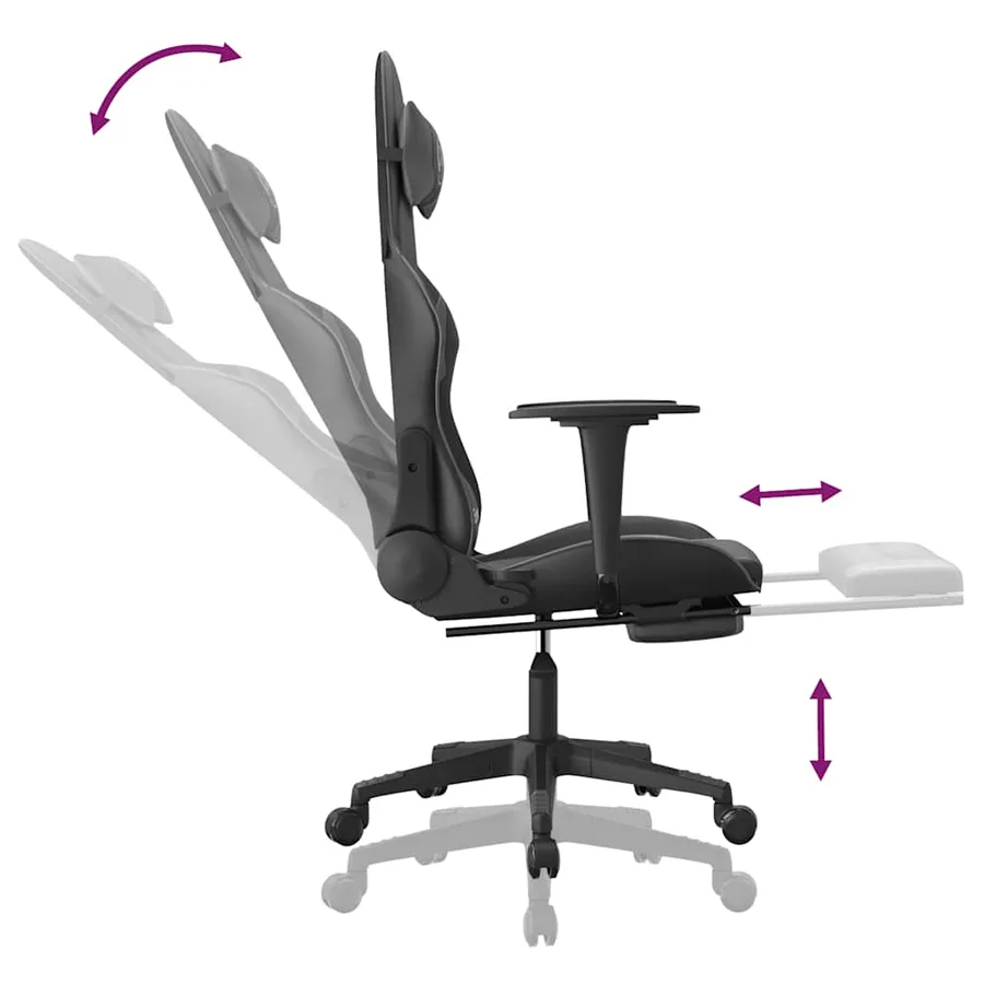 Chaise de jeu de massage et repose-pied Noir et gris Similicuir - 7