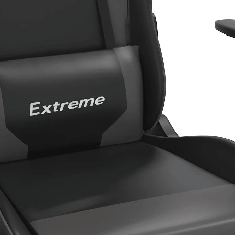 Chaise de jeu de massage et repose-pied Noir et gris Similicuir - 9
