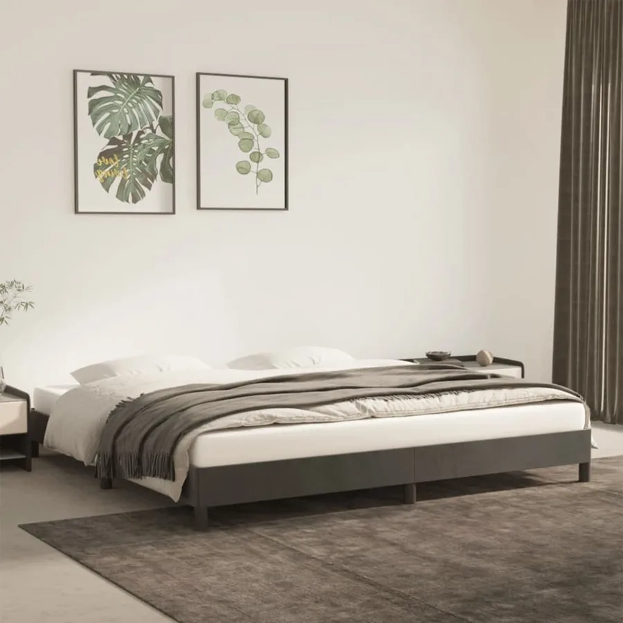Cadre de lit sans matelas gris foncé 200x200 cm velours - 2