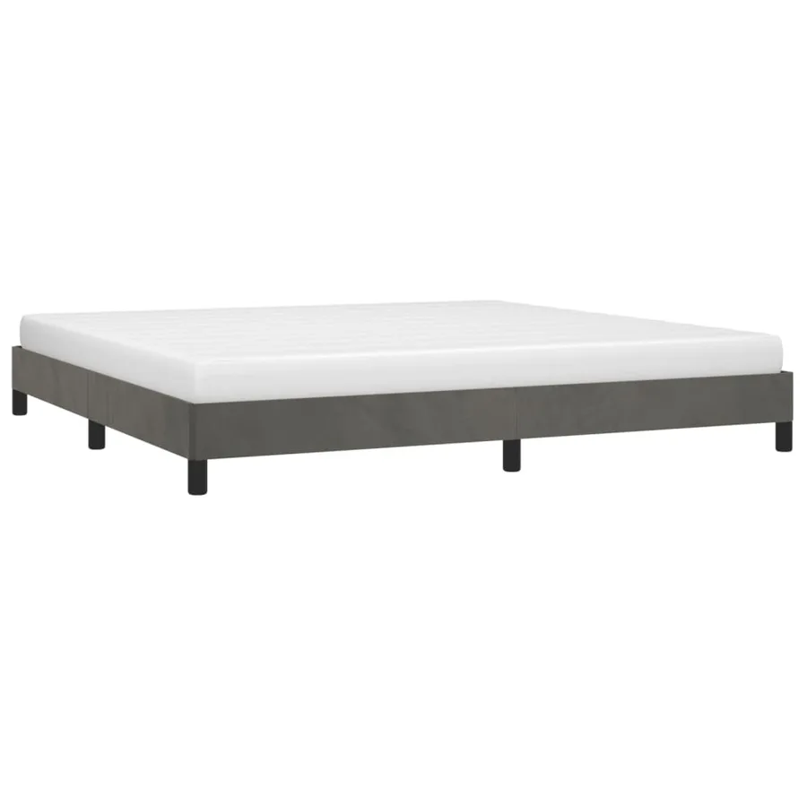 Cadre de lit sans matelas gris foncé 200x200 cm velours - 3