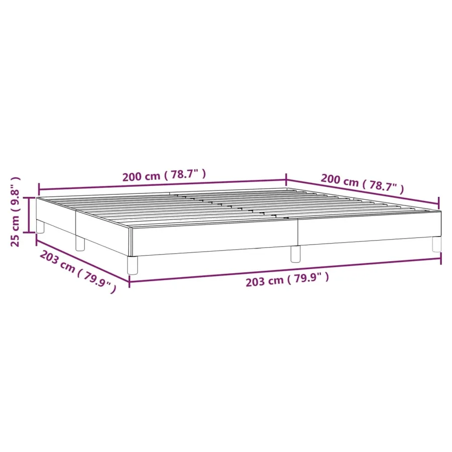 Cadre de lit sans matelas gris foncé 200x200 cm velours - 9