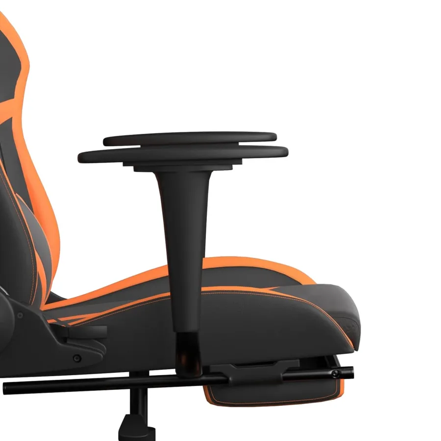 Chaise de jeu de massage et repose-pied Noir&Orange Similicuir - 11