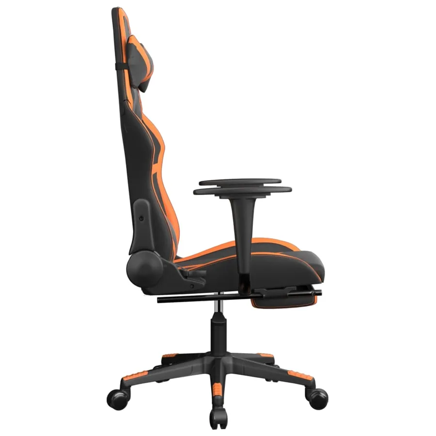 Chaise de jeu de massage et repose-pied Noir&Orange Similicuir - 5