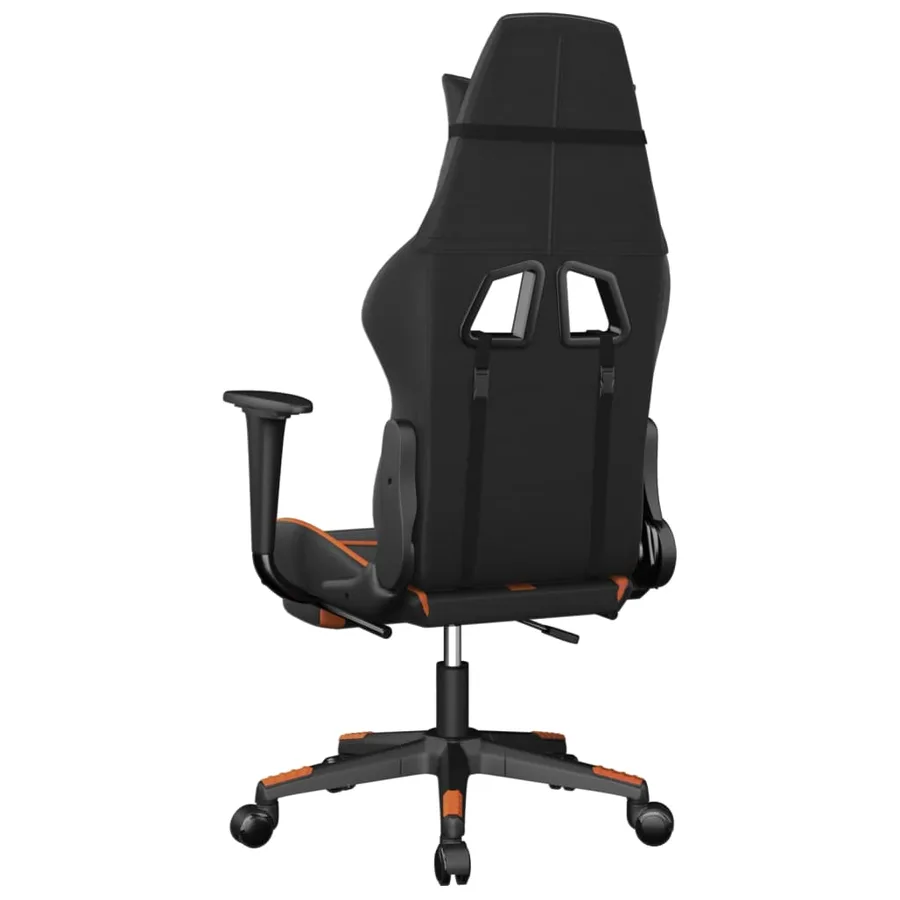 Chaise de jeu de massage et repose-pied Noir&Orange Similicuir - 6