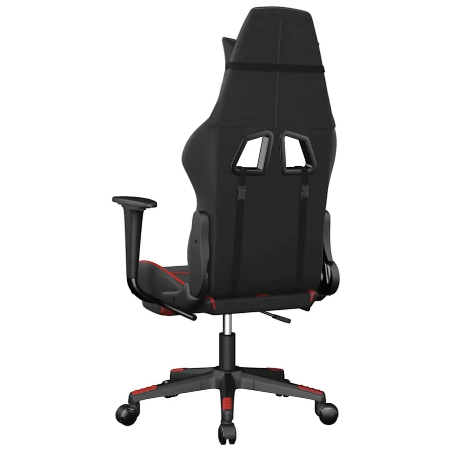 Chaise de jeu de massage avec repose-pied Noir&Rouge Similicuir - 6